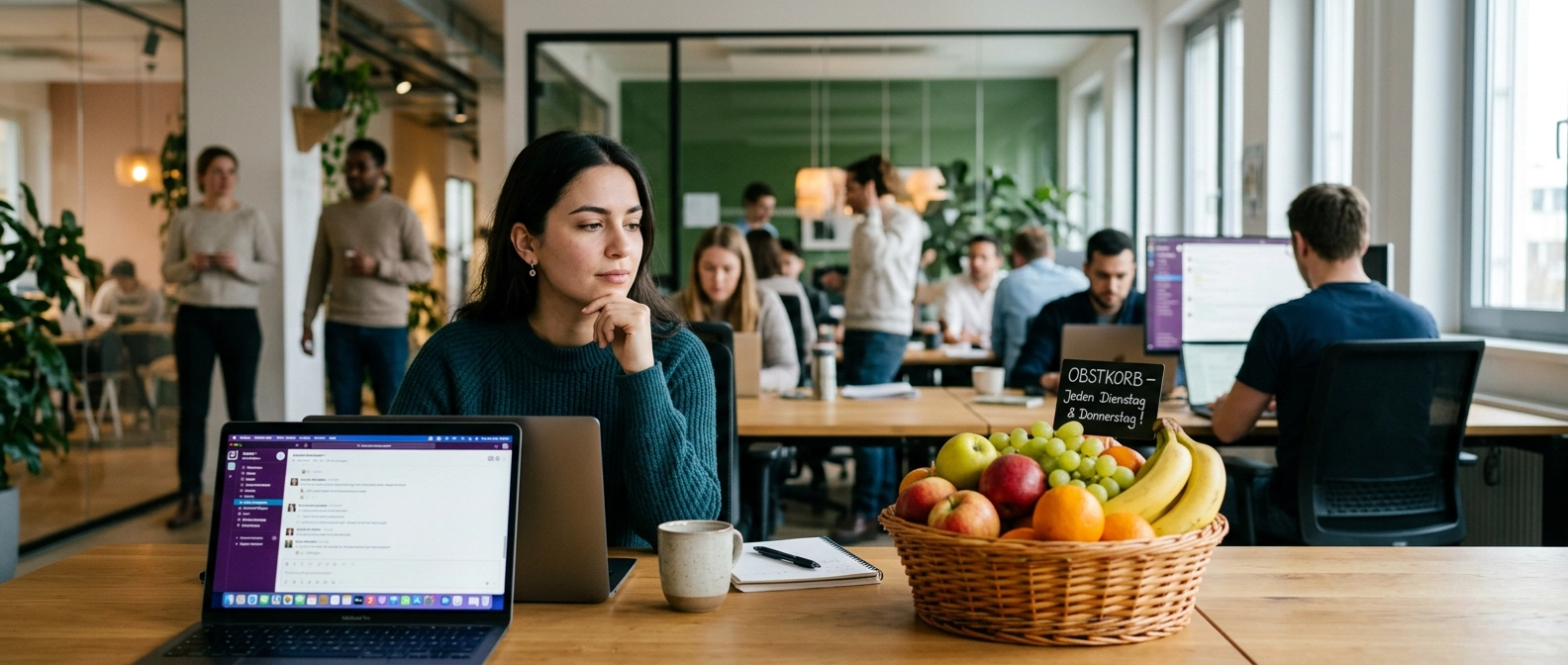 Fruit bowl in an office as a symbol for superficial benefits